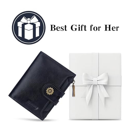 Leather Wallet Womens,RFID Blocking Bifold Card Holder - color: c3-royalblue