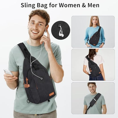 OSOCE Sling Bag for Men, Crossbody Bag Anti-Theft, Headphone Pocket - color: Black, size: Small