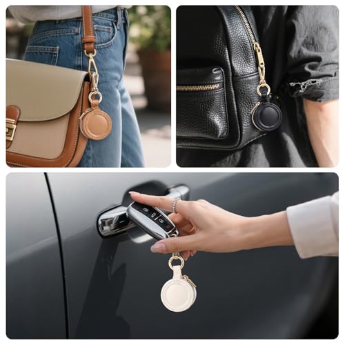 2 Pcs Portable Jewelry Ring Holder Boxs with Keychain - color: Khaki+Black