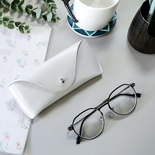 LogHog Portable Leather Glasses Case,Flexible Sunglasses Pouch Slim Case for Women Men Horizontal Eyeglass Case - color: White