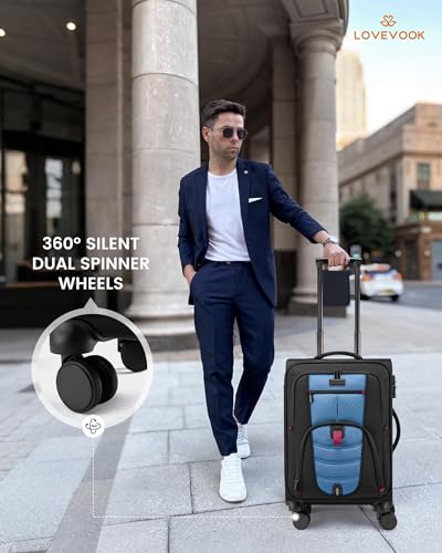 Carry On Luggage 22x14x9 Airline Approved with TSA Lock for Business Trip - color: Black&Blue, size: 22 Inch - Carry-On
