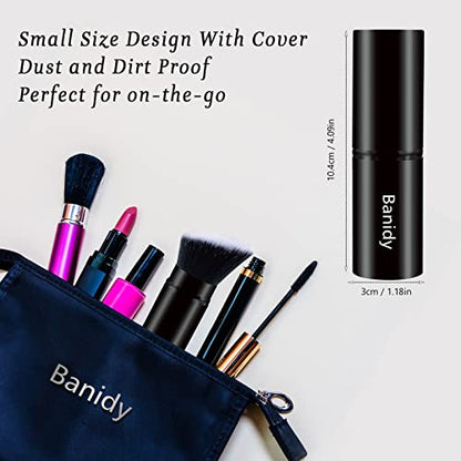Makeup Brush Kabuki Retractable Travel Face Brushes Portable Blush Brush - style: Flat-Angle-Black