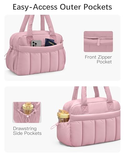 oscaurt Gym Bag for Women Lightweight Duffle Bag for Travel with Toiletry Pouch Water Resistant Carry On Weekender Overnight Duffel - color: Deep Pink-Set