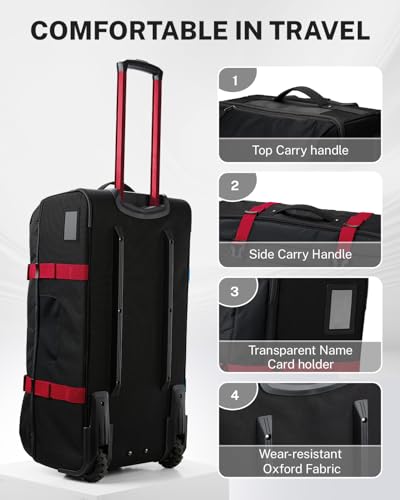 Gonex Rolling Duffle Bag with Wheels, Water-Repellent Nylon, 30 in, Black - color: Black & Red
