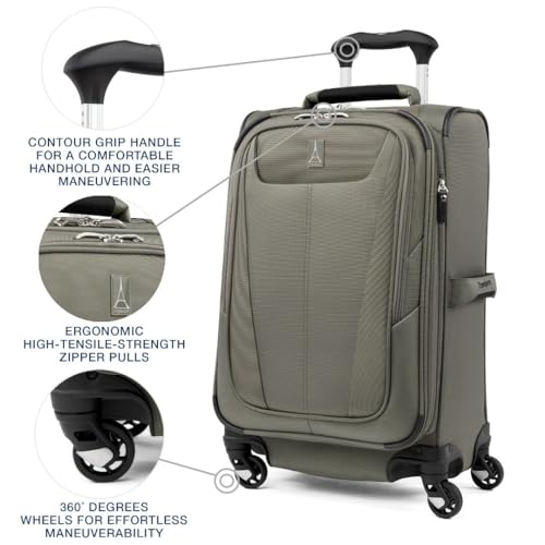 Travelpro Maxlite 5 Softside Carry-On Luggage Spinner, Green, 21-Inch - color: Slate Green, size: Carry-on 21-Inch