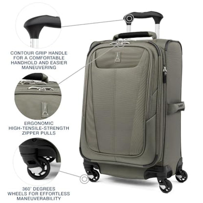 Travelpro Maxlite 5 Softside Carry-On Luggage Spinner, Green, 21-Inch - color: Slate Green, size: Carry-on 21-Inch