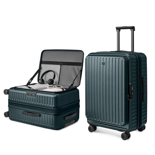 NINETYGO Top Opening Checked Luggage, Lightweight Medium Suitcase, ALPS - color: 04-Forest Green, size: Checked 24-Inch
