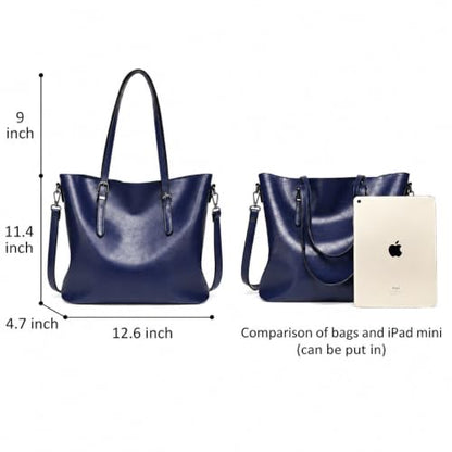 Pahajim Womens PU Leather Tote Handbag Shoulder Purse with Crossbody Strap - color: 2deep Blue