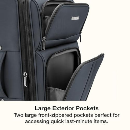 U.S. Traveler Anzio Softside Expandable Spinner Luggage, Dark Grey, Checked-Medium 26-Inch - color: Dark Grey, size: 26-Inch Medium