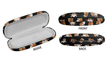 WIRESTER Hard Shell Eyeglasses Case, Clamshell Sunglasses Holder Protective Cover with Microfiber Cloth - color: English Bulldog Funny Playful Postures