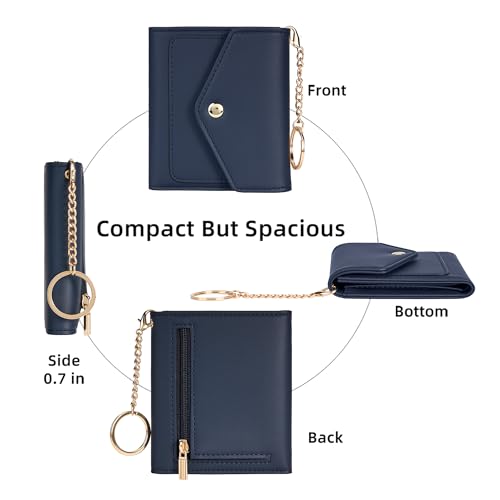 Gostwo Womens Wallet RFID Blocking Small Wallets Woman Credit Card Holder Trifold Ladies Wallets with Coins Zipper Pocket - color: Navy Blue
