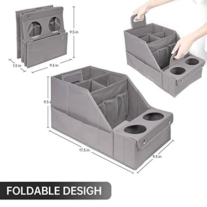 MULISOFT Car Backseat Organizer with 11 Pockets & 2 Cup Holders, Pure Gray - color: Pure Gray