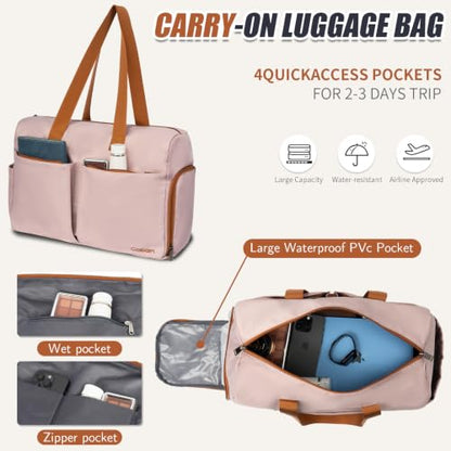 Cosbarn Luggage Sets 5 Piece, Hardshell Suitcase with Spinner Wheels - color: Rosegold