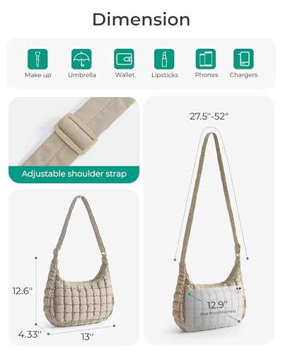 BAGSMART Quilted Crossbody Bags for Women, Travel Purses Hobo Shoulder Bag - color: Clear Blue, size: Small
