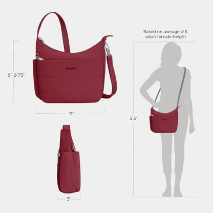Travelon Anti-theft Roam Medium Crossbody - color: Cranberry