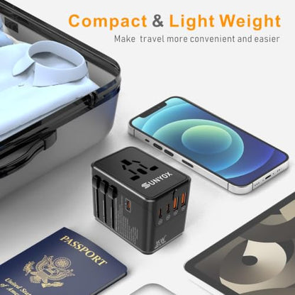 Universal Travel Adapter-35W International Power Adapter, PD&QC Fast Charge