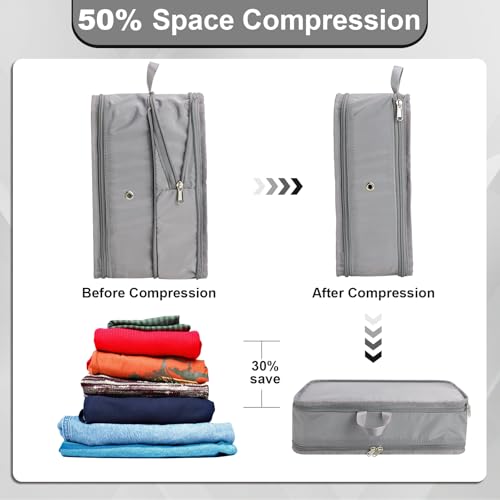 Packing Cubes for Travel Packing Organizers Compression Travel Cubes, Grey - color: Grey