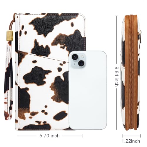 Family Passport Holder Wallet RFID Blocking Document Organizer - color: Brown Cow