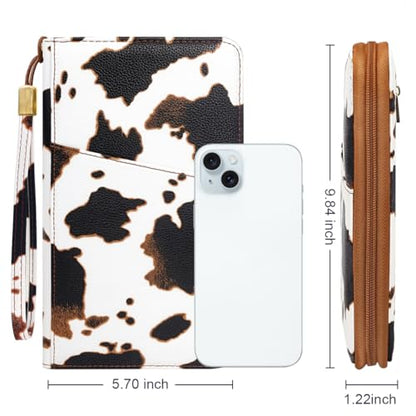 Family Passport Holder Wallet RFID Blocking Document Organizer - color: Brown Cow