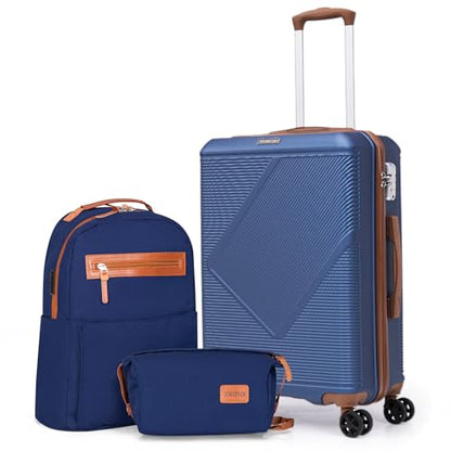 CONCEPTEN Luggage Sets 3 Piece, 20 Inch Carry On Suitcases With Spinner Wheels, Lightweight Travel Luggage With TSA Lock, ABS Hardshell Suitcase (Blue) - color: Blue, size: 3PCS