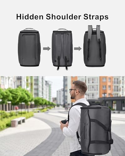 NPBAG Convertible Garment Duffle Bags for Travel - Carry on Garment Bag, Suit Bag for Men & Women, 3 in 1 Foldable Travel Duffle Backpack with Shoulder Strap (Woven Grey) - color: Woven Grey