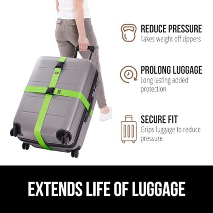 GORILLA GRIP Heavy Duty Luggage Straps for Suitcase, 2 Pack Green - color: Green