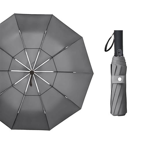 MRTLLOA Compact Golf Umbrella, 10 Ribs Vented Windproof Travel - color: Gray, size: 62 Inch