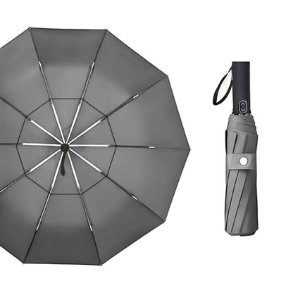 MRTLLOA Compact Golf Umbrella, 10 Ribs Vented Windproof Travel - color: Gray, size: 62 Inch