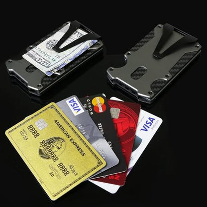 WXM Wallet for Men RFID Blocking Slim Front Pocket Real Carbon Fiber Credit Wallet Minimalist Best Mens Gift (GunMetal Grey) - color: GunMetal Grey