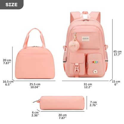 abshoo School Backpack for Girls Teen Elementary Middle High School Bookbag - color: Peach Pink