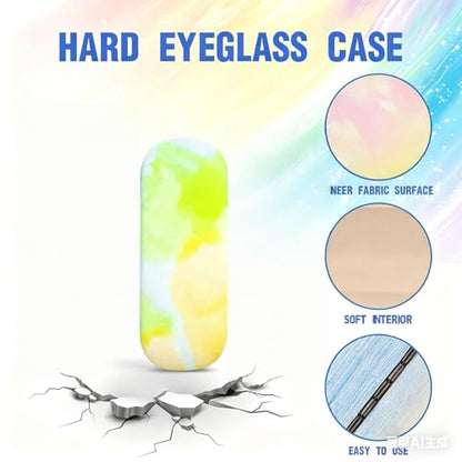 3 Pack Glass Cases Hard Shell, Portable Hard Eyeglasses Case Linen Fabrics Eyeglass Organizations for Women Girls - color: Green Blue Pink