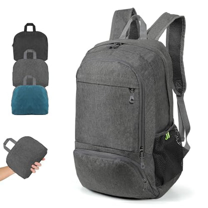 TANTOMI Ultra Lightweight Packable Backpack 25L - Foldable Hiking Daypack for Travel, Compact Pocket Gym Sack & City Commuting Gear - Gray - color: Dark Gray