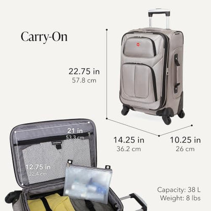 SwissGear Sion Softside Expandable Roller Luggage, Pewter, 3-Piece Set (21/25/29) - color: Pewter, size: 3-Piece Set (Carry-On/Medium/Large)