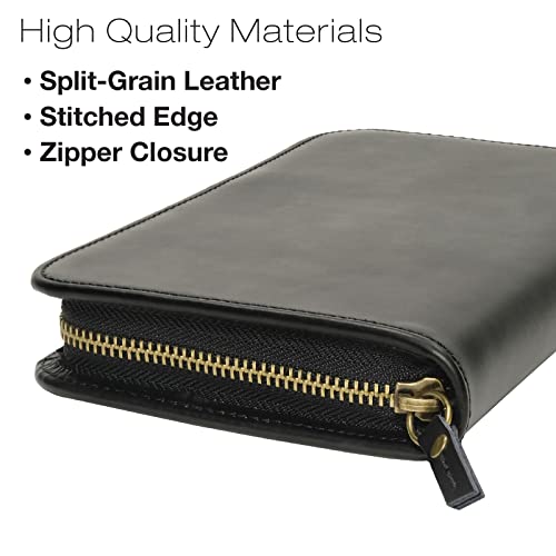Excello Global Products Leather Travel Wallet & Passport Holder, Black Split Grain Leather - color: Black (Split Grain)
