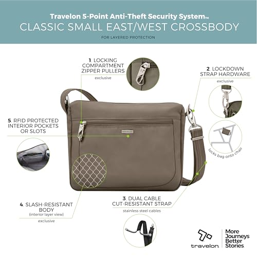 Travelon Anti-Theft Classic Small East/West Crossbody - color: Nutmeg