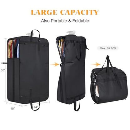 Univivi Garment Bag for Moving, Heavy Duty Suit Bag, 50 Inch, Set of 2 - size: 24"X50" - 2pcs - Heavy Duty