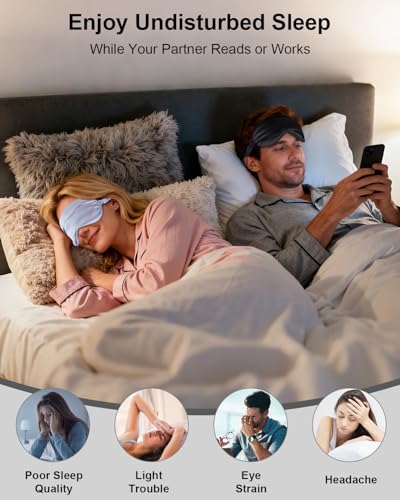 IEKEODI 2 Pack Silk Sleep Masks, Light Blocking Eye Masks, Pink & Pink - color: Pink+pink