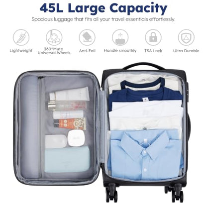 Softside Expandable Carry On Luggage, 20in Carry on Suitcase with Wheels - color: Black Brown