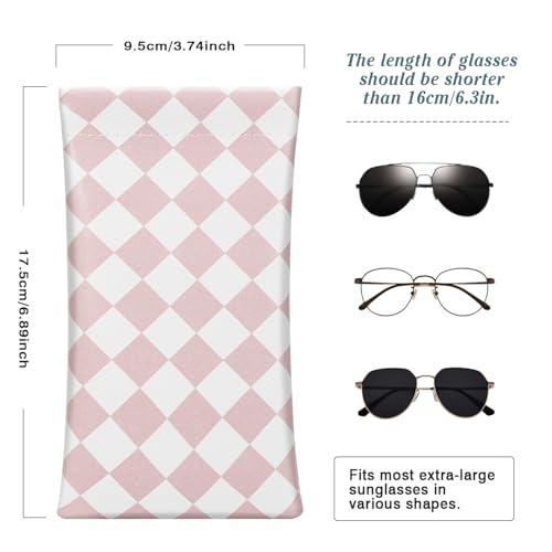 MoKo Squeeze Top Glasses Pouch, Portable Leather Soft Sunglasses Case Anti-Scratch Eyeglasses Bag Goggles Sleeve - color: Pink White + Black White, style: 2 Pack