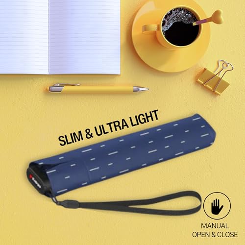 Knirps US.050 Ultra Light Pocket Size Manual Rain Umbrella with Carrying Case - color: Rain Blue