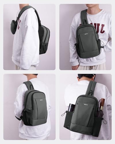 ECOHUB Anti-Theft Crossbody Bag Men Women RFID Blocking Lightweight Sling Backpack Water Resistant for Travel Hiking Outdoor - color: Grey