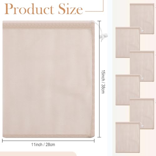 Frienda 6 Pack Mesh Drawstring Bags 11x15 Inch for Toys - color: Beige Color