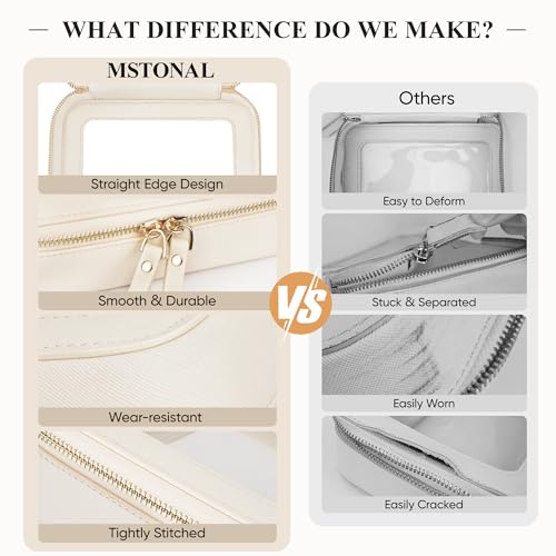 Clear Makeup Bag, Cosmetic Make Up Pouch with Zipper,Medium Beige - color: Beige, size: Medium