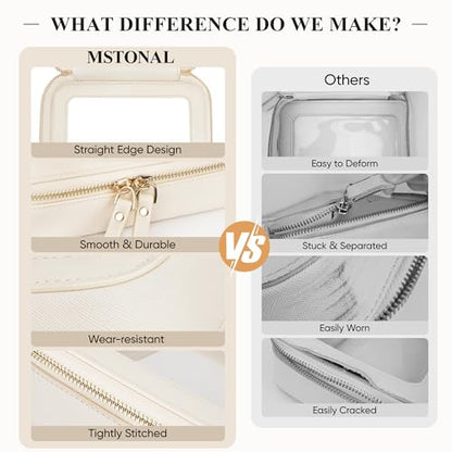 Clear Makeup Bag, Cosmetic Make Up Pouch with Zipper,Medium Beige - color: Beige, size: Medium