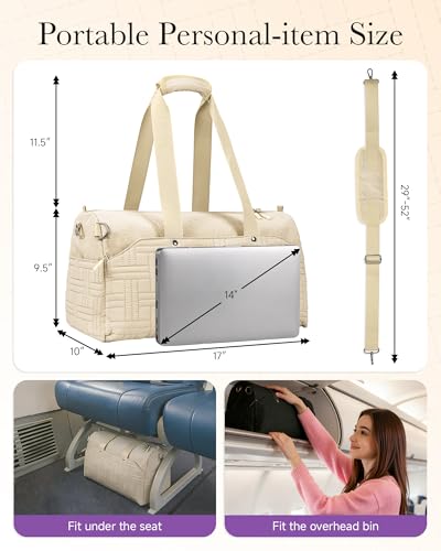 Carry On Travel Bag for Women, Personal Item Weekender, Beige - color: Beige