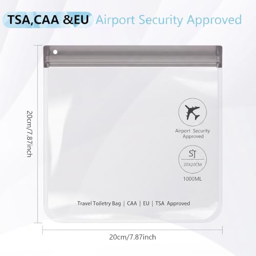 SLIJAR 4Pcs Clear TSA Approved Security Toiletry Bag Quart Size(Grey) - color: Grey