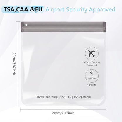 SLIJAR 4Pcs Clear TSA Approved Security Toiletry Bag Quart Size(Grey) - color: Grey