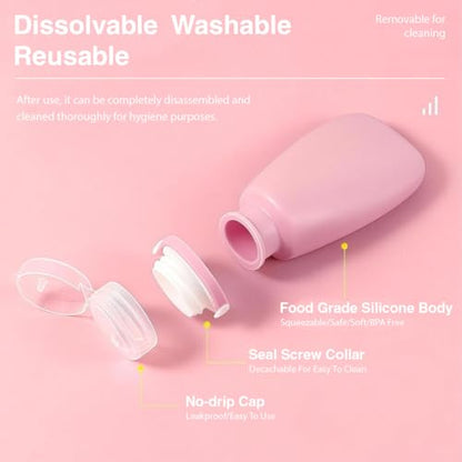 4 Pack 30ML/1OZ Colorful Silicone Travel Bottles with Locking Lid Refillable Leak-Proof Squeeze Bottle Cosmetic Storage Containers Vials for Lotion Toiletries