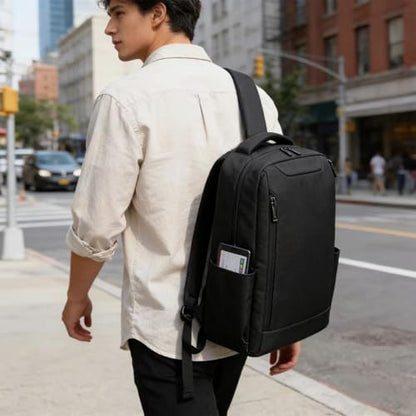 Slim Business Laptop Backpack, Water Resistant Travel Backpack, Durable Computer Bag, Fits 15.6 Inch Laptop, Black.