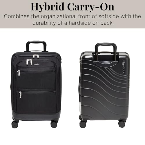 Baggallini Set Wave 22” 4 Wheel Hybrid Carry-On Luggage - Lightweight Carry On Suitcase with Wheels - color: Black